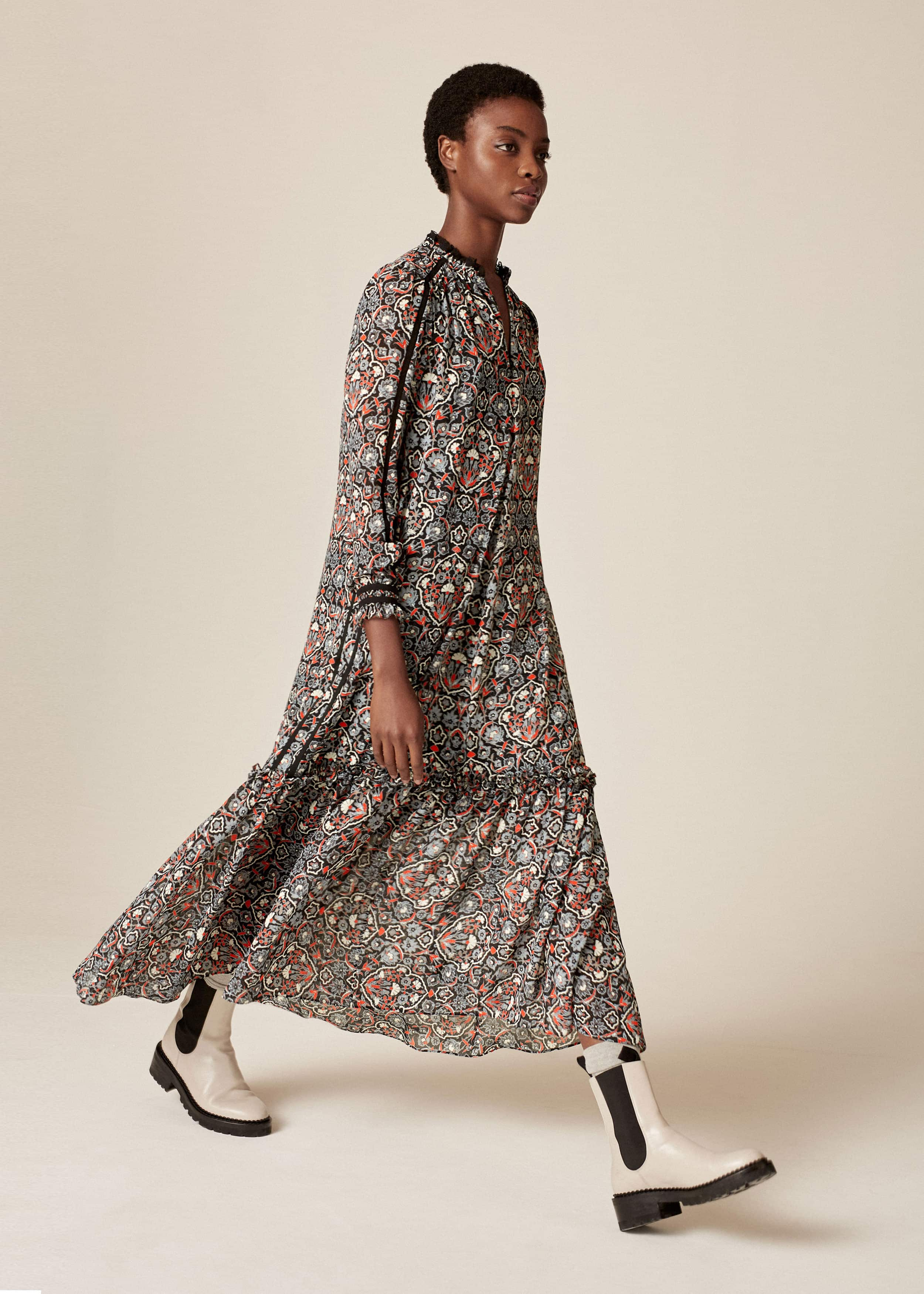 Flower Block Print Maxi Dress + Belt