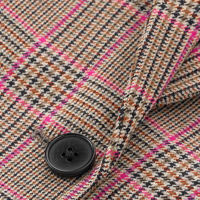 Crafted from a soft check-tailoring fabric with a warm hand feel. This modern check is a useful addition to your working wardrobe. We have incorporated black into the check for easy styling.