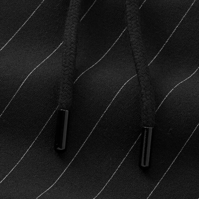 Crafted from smart heavyweight fluid ponte-jersey tailoring with a fine pinstripe, this fabric has good shape retention and a soft hand feel.