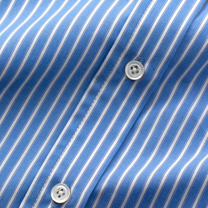 100% cotton shirting in a contemporary blue-and-white stripe.
 